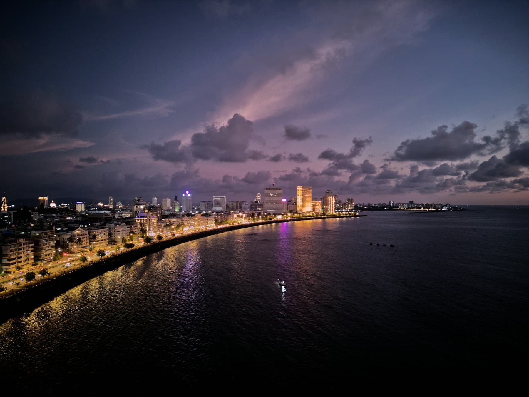 Mumbai coastline at dusk